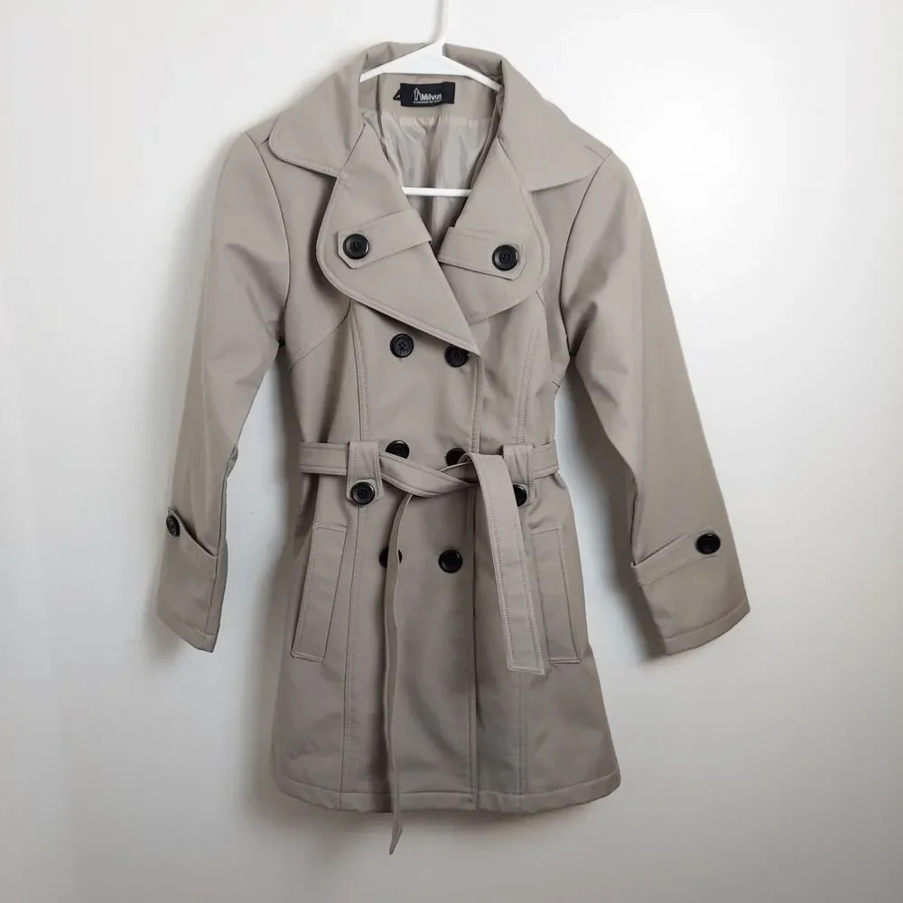 Chic Double-Breasted Tan Pea Coat